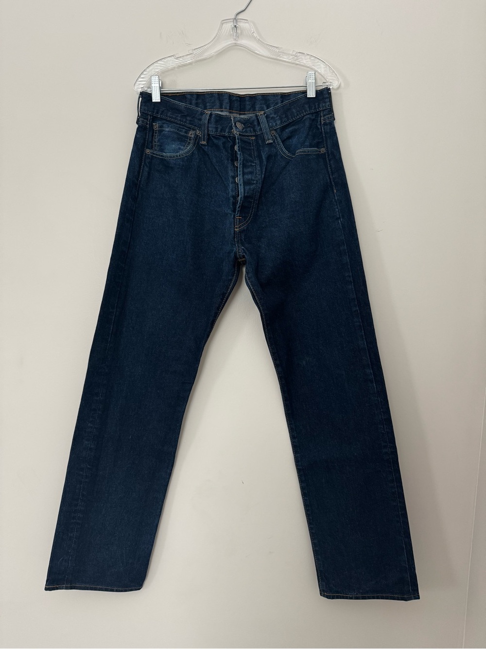 Levi’s 501 Men’s Dark Wash Jeans 33x32 Button Fly Straight Leg Original Patch